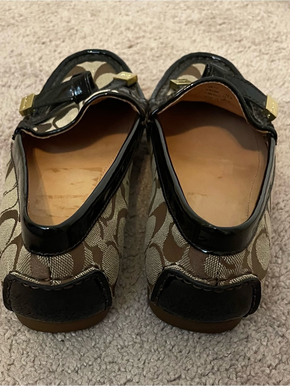 Coach Brown Signature Canvas and Black Patent Frida Loafers - Picture 4 of 8